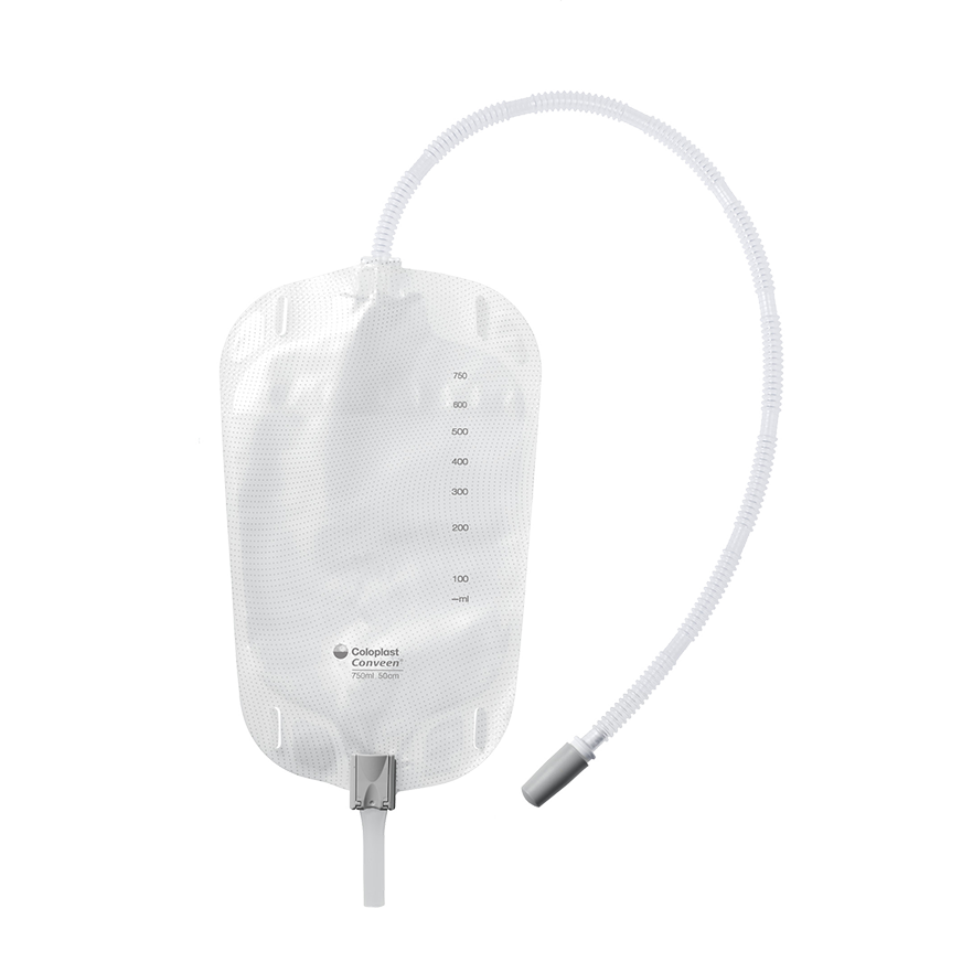 Conveen® Security+ leg bag with clamp outlet